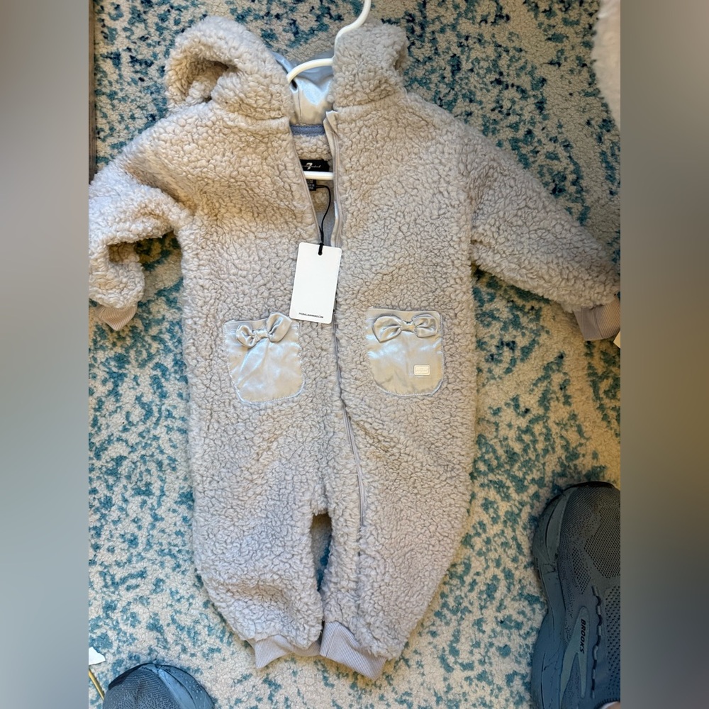 7 For All Mankind Grey Fleece Kids Footie